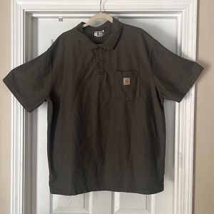 Carhartt Polo Shirt Mens size 2x Green olive Pocket Logo